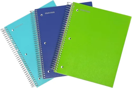 Miniatura 10 de Mintra Office Cuadernos de espiral duraderos, paquete de 3 materias (lavanda, salmón, salvia, rayado universitario)