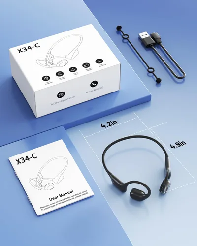 Miniatura 8 de PSIER Auriculares de natación de conducción ósea con doble controlador, IPX8, conducción de aire, impermeable, auriculares abiertos, modo MP3