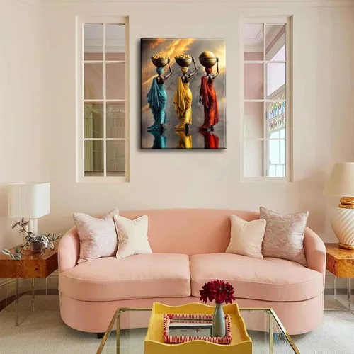 Miniatura 4 de Arte de Lienzo para Pared de Mujer Negra, Pintura de Mujer Afroamericana, Cuadros Decorativos, Pósters Retro Étnicos Rojos Amarillos Azules