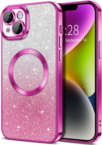 Miniatura 162 de Hython Funda para iPhone 13 Pro transparente con purpurina magnética [compatible con MagSafe] Protector completo de lente de cámara delgado