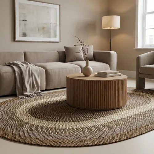 Miniatura 30 de Super Area Rugs - Alfombra trenzada rústica en tonos taupe y gris oscuro, ovalada para puerta/entrada principal, alfombra tejida para exteriores, 2