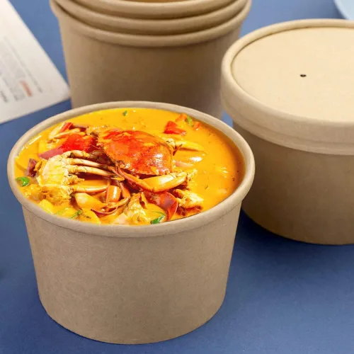Miniatura 4 de Paquete de 25 recipientes de sopa de 8 onzas con tapas, taza de sopa de papel desechable, recipientes de papel para alimentos con tapas, recipiente