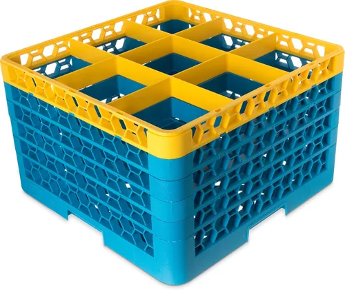 Miniatura 102 de Carlisle FoodService Products RG9-214 OptiClean Estante de vidrio con 9 compartimentos con 2 extensores, 7.12 pulgadas, polipropileno, azul