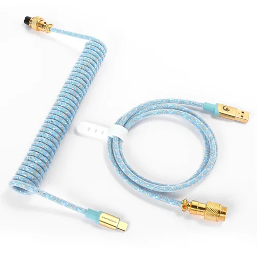Miniatura 11 de ZIYOU LANG C03 Cable USB C a A en espiral personalizado con cable espiral de nailon trenzado de doble manga desmontable, línea de resorte Negro