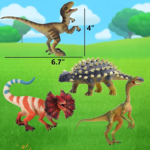 Miniatura 4 de Gemini&Genius Anquilosaurio Velociraptor Compsognathus Dilophosaurus Dilophosaurus Dinosaurs Set, recuerdo de fiesta, coleccionista de dinosaurios
