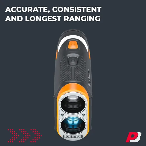 Miniatura 3 de Bushnell Tour V6 Golf Rangefinder Bundle – PinSeeker con Visual JOLT, BITE soporte magnético – Incluye toalla de microfibra PlayBetter y batería CR2