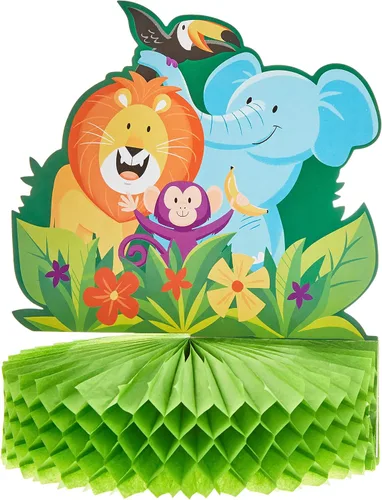 Miniatura 3 de Creative Converting Centro de mesa Jungle Safari, 1 unidad, multicolor, 9 x 11 pulgadas, 1 unidad