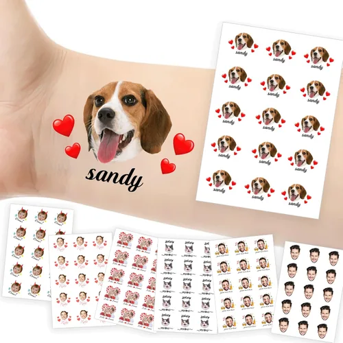 Miniatura 34 de Tatuajes temporales personalizados con foto y nombre, logotipo personalizado para adultos, niños, mujeres, hombres, regalo de boda, cumpleaños