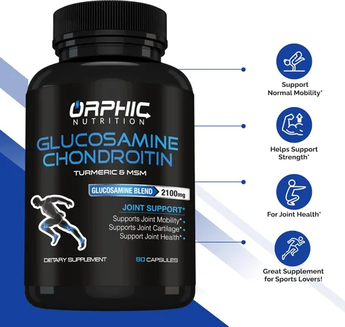 Miniatura 2 de ORPHIC NUTRITION Glucosamina condroiting MSM 2100 mg (90 cápsulas) - Suplemento de apoyo articular para hombres y mujeres* - Apoya el cartílago