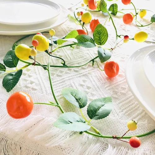 Miniatura 11 de Guirnalda artificial de vid de plantas de mandarina, naranjas colgantes, bayas, kumquat, limón, blanco, guirnalda de flores para el hogar, jardín