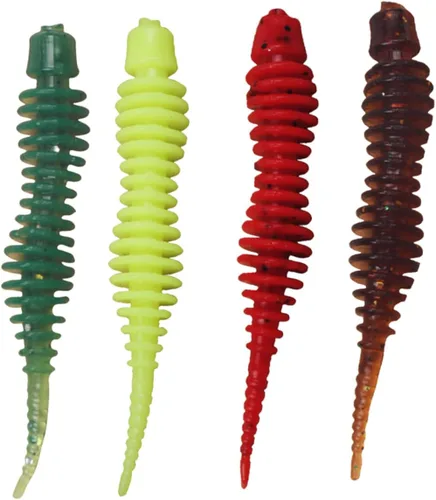 Miniatura 9 de Sosoport Top Water Fishing - 4 cebo de señuelo en espiral realista suave para agua dulce, forma en espiral, ideal para lubina de carpa