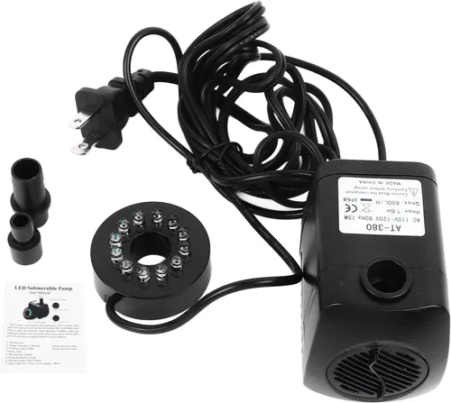 Miniatura 5 de Mini sumergible, bomba de fuente de 15 W 264 GPH con 12 luces LED coloridas para estanque al aire libre, acuario, característica de agua, jardines
