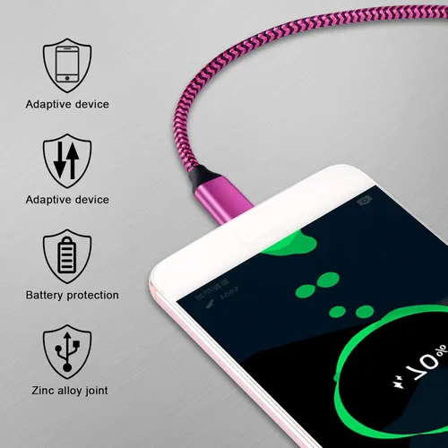 Miniatura 6 de Cable USB tipo C de carga rápida C, paquete de 3 cables de teléfono Android para Moto G Stylus/Play/Power 2025 2024, Razr, Samsung Galaxy