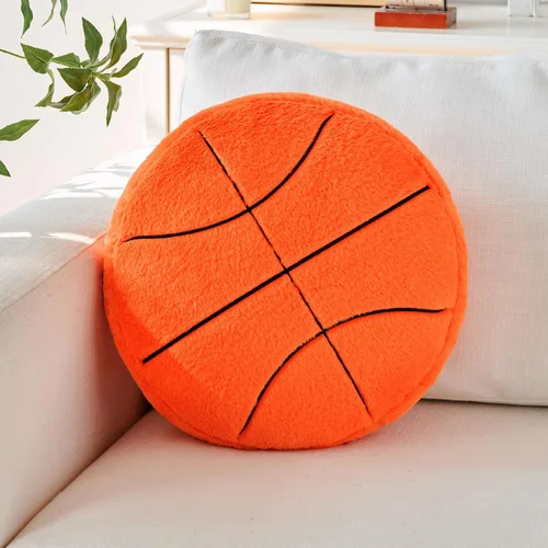 Miniatura 15 de Almohada de béisbol, almohada con forma de béisbol de 12 pulgadas, cojín de asiento con piel sintética de conejo, almohada redonda para decoración