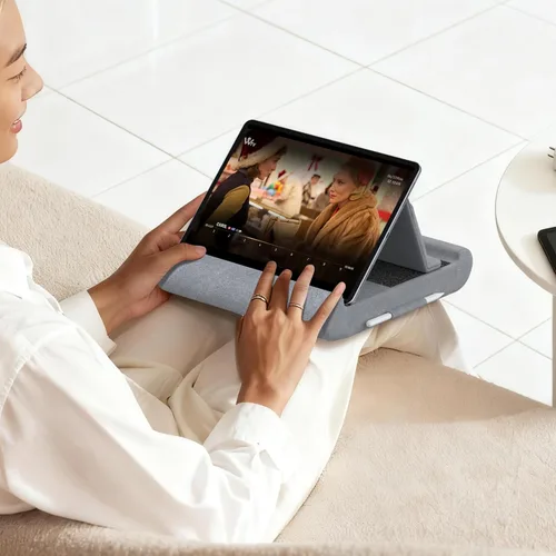 Miniatura 7 de CreaDream Soporte de almohada para tablet, soporte plegable para tableta, para regazo, cama y escritorio, almohadilla suave con bolsillo y soporte