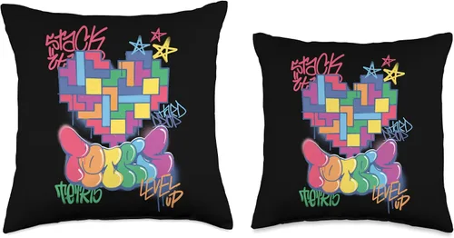 Miniatura 3 de Tetris Graffiti - Almohada de corazón (16 x 16 pulgadas), multicolor