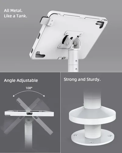 Miniatura 5 de Soporte para tablet para escritorio, compatible con iPad de 10.2 pulgadas Gen 7 8 9, soporte de tableta con bloqueo de llave de metal
