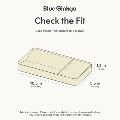 Miniatura 3 de BLUE GINKGO Bandeja de escritorio – Organizador fabricado en Corea para notas, bolígrafos, lápices y accesorios (doble cara, beige)