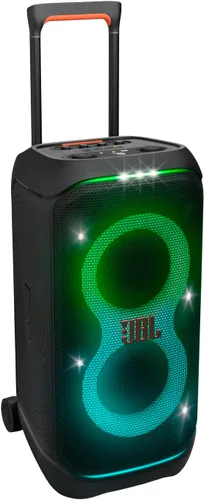JBL PartyBox Stage 320 - Altavoz portátil para fiestas con mango telescópico y ruedas anchas y resistentes, potente sonido JBL Pro, espectáculo de