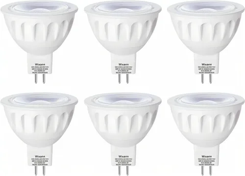 Bombilla LED MR16, equivalente a halógeno de 50 W, 5 W, 12 V, 3000 K, blanco cálido suave, base bi-pin GU5.3 de 450 lúmenes, bombilla de foco de 12