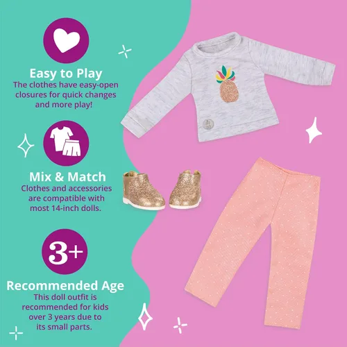 Miniatura 12 de Glitter Girls Accesorios para muñecas de 14 pulgadas - Juego de mochila y fiesta de pijamas - Tie - Saco de dormir teñido, almohada arcoíris