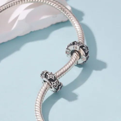 Miniatura 42 de 925 plata esterlina espaciador encanto grano con CZ transparente para pulseras Pandora Charms