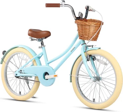 Miniatura 24 de Glerc Little Molly - Bicicleta de crucero retro para niños de 2 a 13 años de edad con cesta de mimbre y ruedas de entrenamiento/soporte, varios