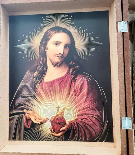 Miniatura 2 de Vela para Primera Comunion de Nino con Caja de Madera del Sagrado Corazon de Jesus con 12 Servilletas