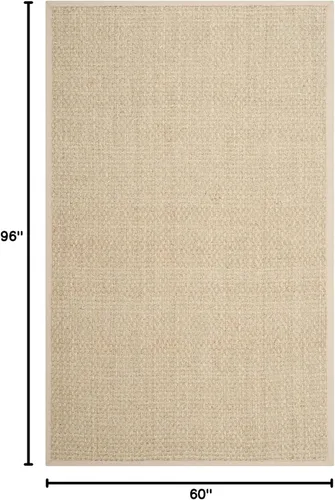 Miniatura 2 de SAFAVIEH Alfombra de área de 5x8 - Colección de fibra natural - Natural y beige, hierba marina, patrón de tejido de canasta con borde (NF114A)