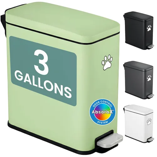 Miniatura 14 de iTouchless Cubo de basura para excrementos de perro de 3 galones/11 litros con tapa y filtro de olor AbsorbX, cubo de basura de acero inoxidable a