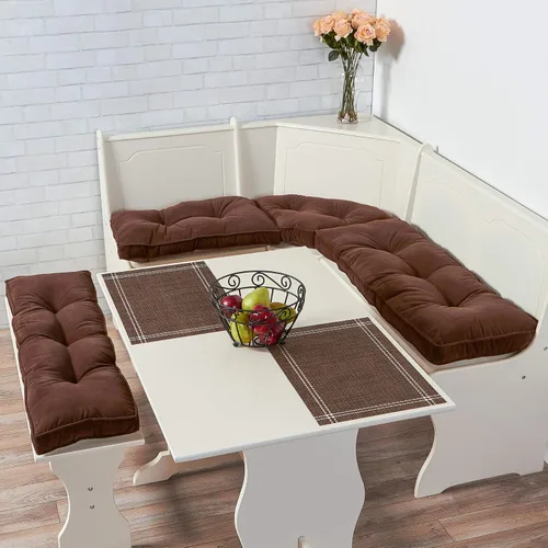 Miniatura 2 de Greendale Home Fashions Hyatt Kitchen Nook - Juego de cojines surtidos de 4 piezas, color moca