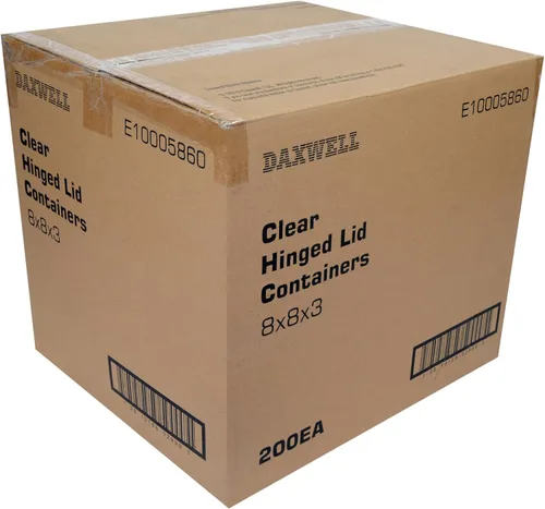 Miniatura 3 de Daxwell 8 x 8 x 3 pulgadas con bisagras de plástico (PET) contenedores para llevar, E10005860 (caja de 200)