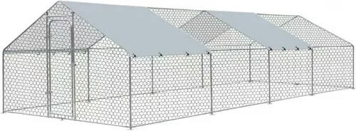 Miniatura 11 de Gallinero grande de metal con paso, 9.8 pies de largo x 13 pies de ancho x 6.4 pies de alto, corral de pollo para patio con cala impermeable
