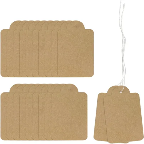 500 etiquetas de papel kraft con cuerda, etiquetas para escribir en blanco, cordel natural, etiqueta de exhibición para joyas, ropa, manualidades,