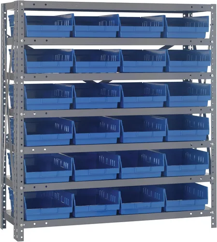 Miniatura 391 de Quantum QSBU-245BK Heavy Duty Shelving Unit with (7) Shelves and (24) QUS245 Black Bins for Garage Warehouse Storage Distribution 400 lb Load
