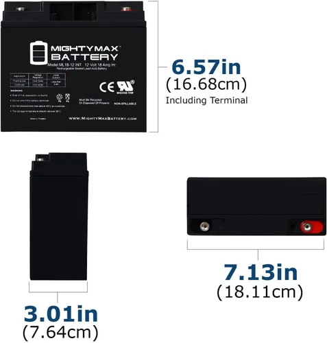 Miniatura 2 de Mighty Max Battery Batería de repuesto de rosca interna SLA de 12V 18AH para ES1230