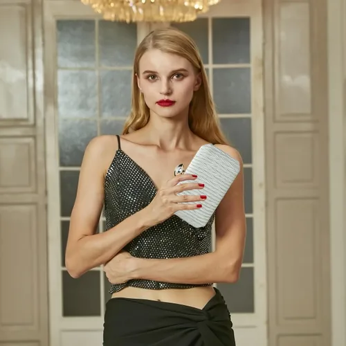 Miniatura 6 de Bolso de noche de satén para mujer, bolso de mano, bolso cruzado para fiesta, baile de graduación, boda