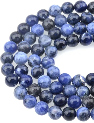 Cuentas sueltas de 0.315 pulgadas/8mm de piedra natural redonda para hacer joyas con cordón elástico Sodalita azul