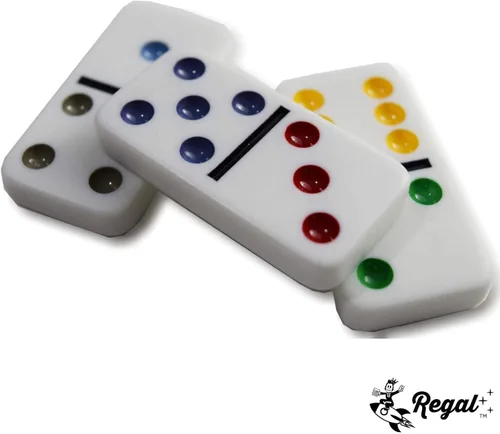 Miniatura 6 de Regal Games Juego de dominó doble de tren mexicano con 12 fichas para adultos y niños, juego de dominó con 91 azulejos de puntos de colores y 4