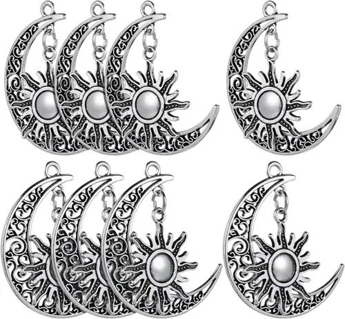 SEWACC 10 dijes de luna y sol, suministros de fabricación de joyas para pulseras, collares, manualidades