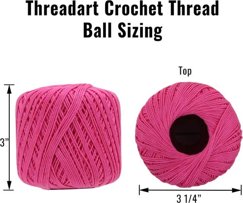 Miniatura 3 de Hilo de croché Threadart, 100 % algodón, talla 10 Rosa