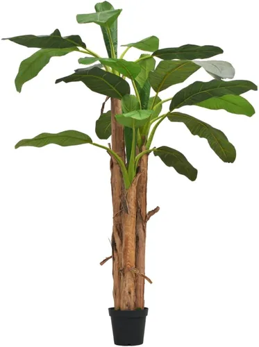 vidaXL Árbol de plátano artificial con maceta, realista, realista, para el hogar, oficina, sala de estar, decoración de hojas de planta sintética
