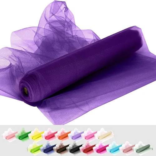 Miniatura 27 de Rollos de tela de tul, 54 pulgadas por 10 yardas (30 pies), cinta de tul para decoración de fiestas de boda, rollo de tela transparente en bobina