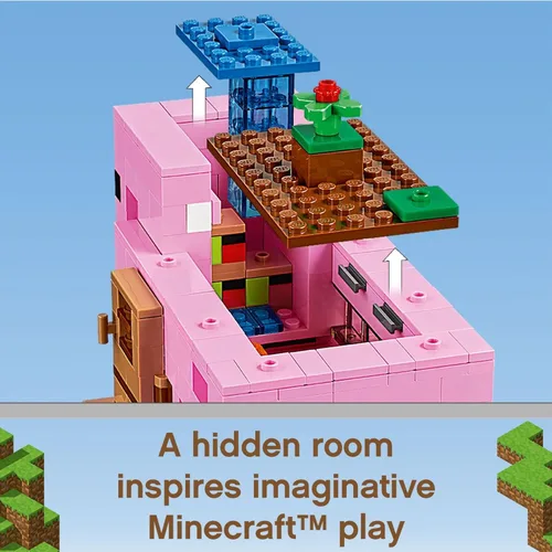 Miniatura 5 de LEGO Minecraft La casa del cerdo, 21170 con Alex, Creeper y 2 figuras de cerdo, juguete de construcción de animales, gran regalo para niños, niños