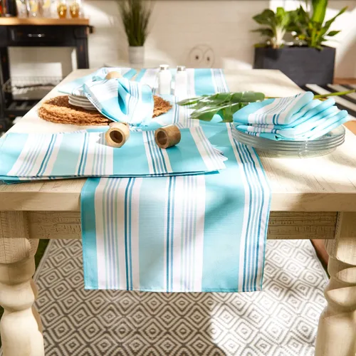 Miniatura 7 de DII - Colección de mesa de verano con rayas para exterior, uso múltiple, lavable a máquina, juego de manteles reversibles, 13x19, casa de playa