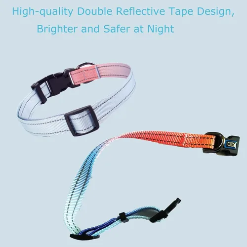 Miniatura 5 de Roses&Poetry - Collar de perro reflectante con degradado azul, collares ajustables y duraderos para perros pequeños, medianos y grandes