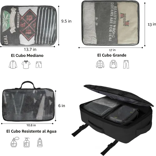 Miniatura 2 de Vancropak - Mochila para hombres, extra grande de 50L, mochila de viaje, aprobada para llevar en el avión, con 3 cubos de empaque para maletas