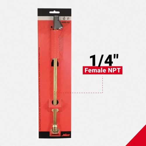 Miniatura 4 de Portabrocas de aire de doble cabeza con pie recto para medidor de presión de neumáticos, alcance extendido de 12", 1/4" FNPT, 150 PSI