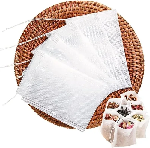 Miniatura 2 de 100 bolsas de filtro de té, bolsas de té desechables, bolsas de muselina con cordón para té suelto, café, hierbas, especias y más
