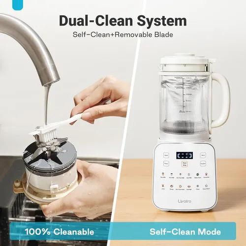 Miniatura 5 de Máquina para fabricar leche de nuez de 50.73oz: Máquina automática de leche de soja 12 en 1 con diseño desmontable, jugo casero, almendras, leches